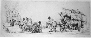 un convoi de romanichel, avec une roulotte.