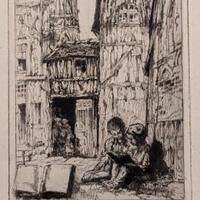 Enfants Lisant dans une Rue à Rouen
