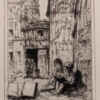 Children reading in a Street in Rouen